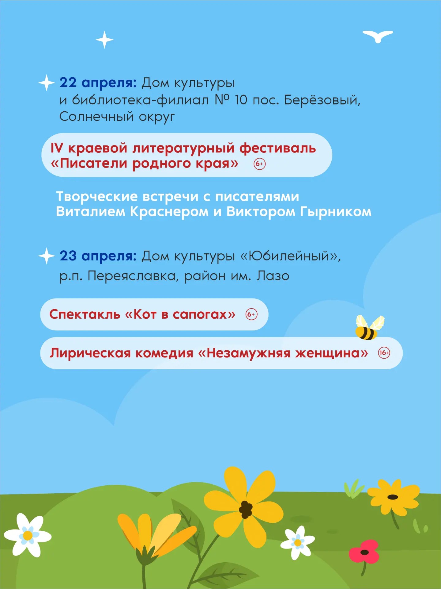 Концерты, спектакли и встречи с писателями посетят жители региона по проекту «Культурные гастроли» в апреле Концерты, спектакли и встречи с писателями посетят жители региона по проекту «Культурные гастроли» в апреле