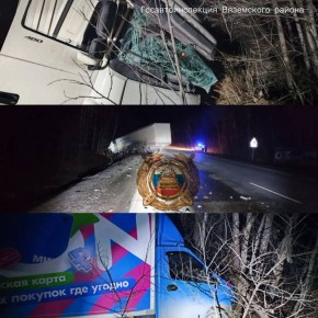 В Вяземском районе на федеральной дороге «Уссури» водитель автопоезда получил травмы в результате столкновения