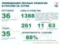 За прошедшие сутки в России потушено 36 лесных пожаров в 16 регионах