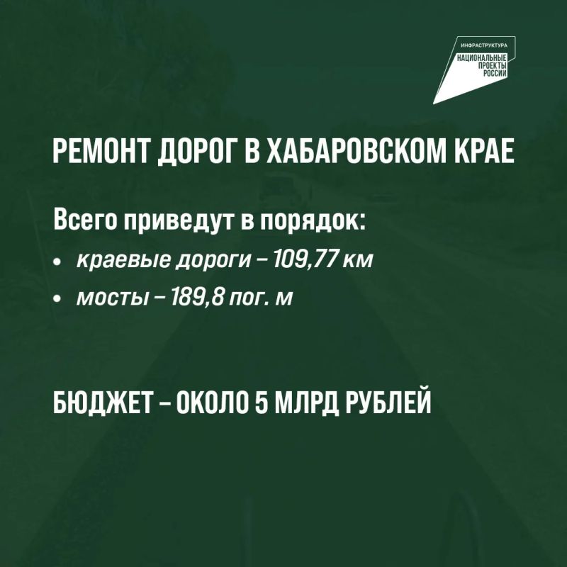 В Хабаровском крае ремонтируют 110 км региональных трасс по президентскому нацпроекту