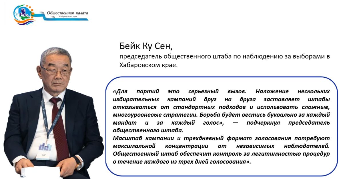 Борьба за каждый мандат: общественный штаб по наблюдению за выборами оценил масштаб и конкурентность предстоящих выборов в Хабаровском крае