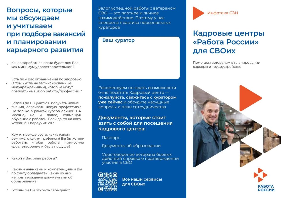 Поддержка на каждом шаге: участникам СВО помогают с трудоустройством Поддержка на каждом шаге: участникам СВО помогают с трудоустройством