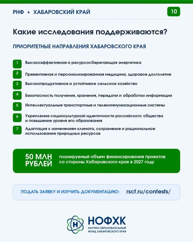 Важная информация для ученых Хабаровского края Важная информация для ученых Хабаровского края