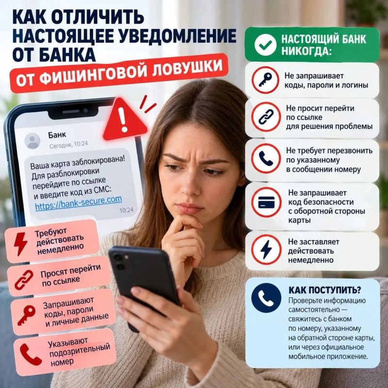 Как отличить настоящее уведомление от банка от фишинговой ловушки